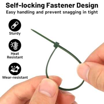 KINGLAKE Garden Green Zip Ties - 100 Pack Heavy Duty