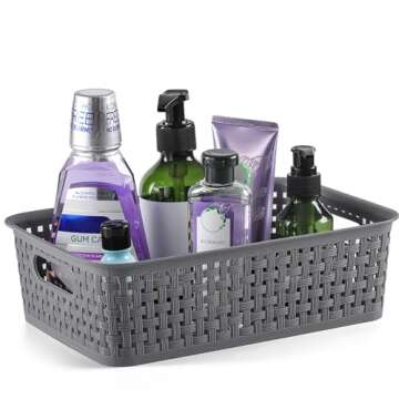 [ 12 Pack ] Plastic Storage Baskets - Small Pantry Organization and Storage Bins - Household Organiz...