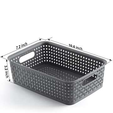 Stylish 12 Pack Plastic Storage Baskets for Home Organization
