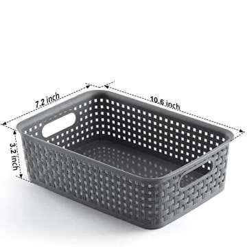 Stylish 12 Pack Plastic Storage Baskets for Home Organization