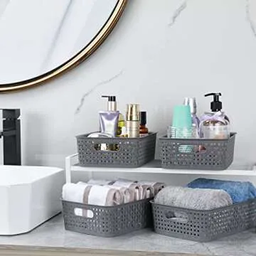 Stylish 12 Pack Plastic Storage Baskets for Home Organization