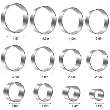 Round Cookie Cutters Set 12 Pieces Bistcuit Cookie Cutters Circle Pastry Cutters Round Donut Ring Molds for Baking for Pastries Doughs Doughnuts