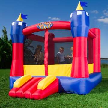 Blast Zone Magic Castle - Inflatable Bounce House with Blower - Premium Quality - Indoor/Outdoor - Portable - Sets Up in Seconds