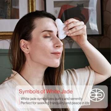 Rena Chris Gua Sha Facial Tools, Natural Jade Stone Guasha, Manual Massage Sticks for Jawline Sculpting and Puffiness Reducing, Facial Massage Tool, Skin-Care Tool (White)