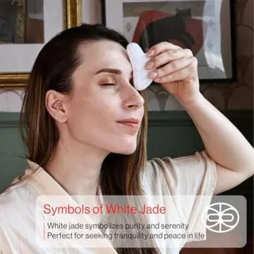 Rena Chris Gua Sha Facial Tools, Natural Jade Stone Guasha, Manual Massage Sticks for Jawline Sculpting and Puffiness Reducing, Facial Massage Tool, Skin-Care Tool (White)