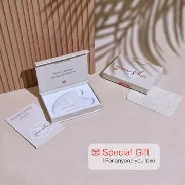 Rena Chris Gua Sha Facial Tools, Natural Jade Stone Guasha, Manual Massage Sticks for Jawline Sculpting and Puffiness Reducing, Facial Massage Tool, Skin-Care Tool (White)