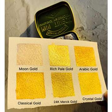 CSY art gallery Metallic Watercolor Paint Set – Set of 6 Shimmery Gold Solid Water Colors – Artist Quality – Perfect for Adults, Students, Hobbyists(Earth Golden)