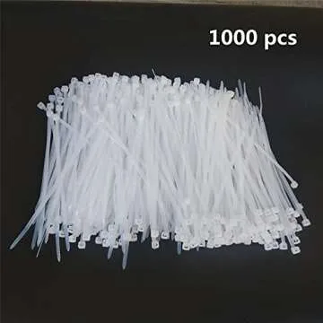 1000 pcs 6 inch Cable Zip Ties Heavy Duty, Premium Plastic Wire Ties with 18 LBS Tensile Strength, UV Resistant Cable Ties, Self-Locking White Nylon Tie Straps