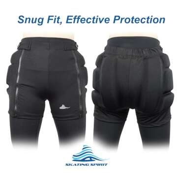 Skating Spirit Zip-on Zip-Off Padded Shorts Protective Crash Pants Tailbone Hip Butt Pad for Skating Skateboarding Skiing