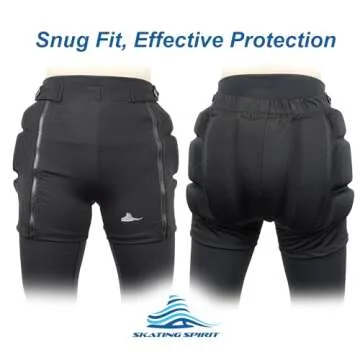 Skating Spirit Zip-on Zip-Off Padded Shorts Protective Crash Pants Tailbone Hip Butt Pad for Skating Skateboarding Skiing