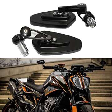 Premium Black CNC Motorcycle Bar End Mirrors for Safety and Style