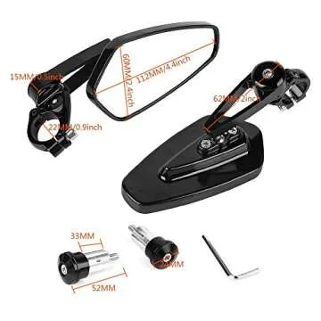 Durable Black Motorcycle Bar End Mirrors for Enhanced Visibility