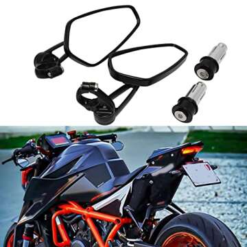 Durable Black Motorcycle Bar End Mirrors for Enhanced Visibility