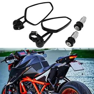 Durable Black Motorcycle Bar End Mirrors for Enhanced Visibility