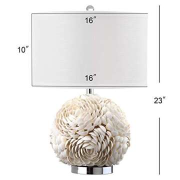 SAFAVIEH Lighting Collection Pauley White Shell 23-inch Bedroom Living Room Home Office Desk Nightstand Table Lamp (LED Bulb Included)