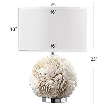 SAFAVIEH Lighting Collection Pauley White Shell 23-inch Bedroom Living Room Home Office Desk Nightstand Table Lamp (LED Bulb Included)