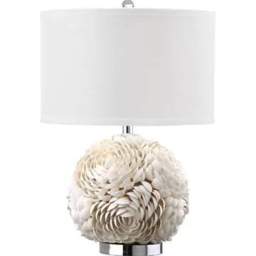 SAFAVIEH Lighting Collection Pauley White Shell 23-inch Bedroom Living Room Home Office Desk Nightstand Table Lamp (LED Bulb Included)