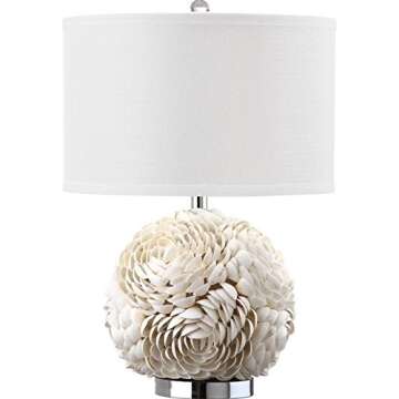 SAFAVIEH Lighting Collection Pauley White Shell 23-inch Bedroom Living Room Home Office Desk Nightstand Table Lamp (LED Bulb Included)