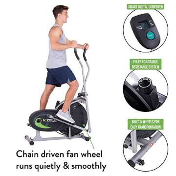 Body Rider Body Flex Sports Elliptical Exercise Machine, at-Home Exercise Equipment Black/Green/Silver ,One Size