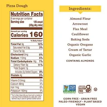 Simple Mills Almond Flour Baking Mix, Cauliflower Pizza Dough - Gluten Free, Vegan, Plant Based, 9.8 Ounce (Pack of 1)