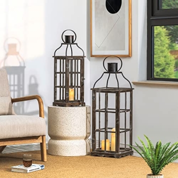 Glitzhome Farmhouse Oversized Lanterns - Stylish Set of 2