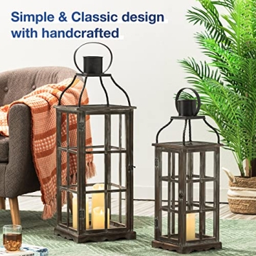 Glitzhome Farmhouse Oversized Lanterns - Stylish Set of 2
