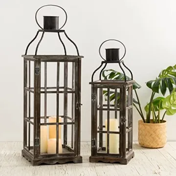 Glitzhome Farmhouse Oversized Lanterns - Stylish Set of 2