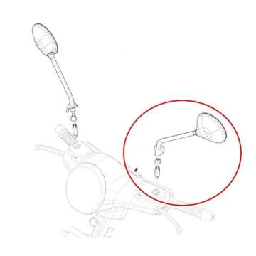 Piaggio OEM Left Hand Mirror for Vespa LX 50 and Vespa LX 150 Only! | Chrome Round Shape LH Driving Mirror CM027604, CM020404(chrome)