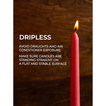 CANDWAX Taper Candles Set of 4 - Dripless Red Dinner Candles