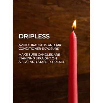 CANDWAX Taper Candles Set of 4 - Dripless Red Dinner Candles