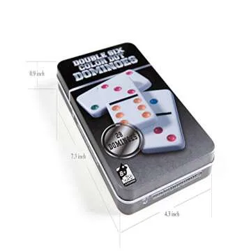 AOQING Dominoes Set Mexican Train Dominoes Domino Game Tenons Double 6 Color 28 Dominos Tin Box Package