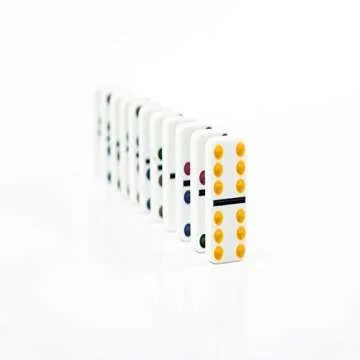 AOQING Dominoes Set Mexican Train Dominoes Domino Game Tenons Double 6 Color 28 Dominos Tin Box Package