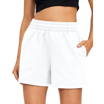 AUTOMET Women's High Waist Sweat Shorts with Pockets