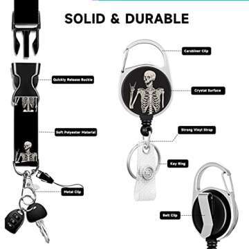 Cute Skeleton ID Badge Holder with Lanyard