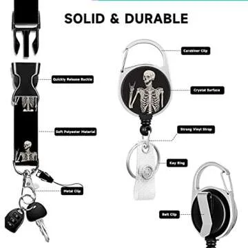 Cute Skeleton ID Badge Holder with Lanyard