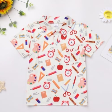 FYMNSI Boys Back to School Short Sleeve Shirts for Kids