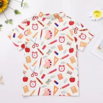 FYMNSI Boys Back to School Short Sleeve Shirts for Kids