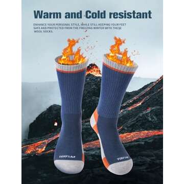 TENYSAF Wool Hiking Socks for Men - Women Lightweight Crew Merino Wool Socks with Cushion for Campin...