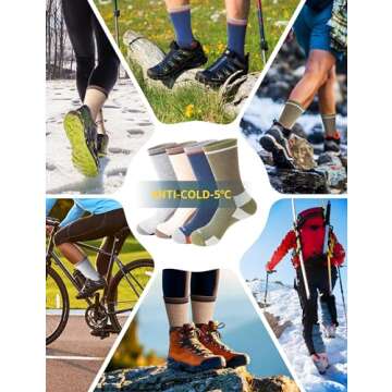 TENYSAF Wool Hiking Socks for Men - Women Lightweight Crew Merino Wool Socks with Cushion for Camping Hunting Work,4 pack