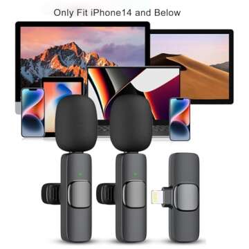 GOGARA Microphone for iPhone, 2 Pack Wireless Microphones, Mini Mic, Lavalier, Recording Lapel Mic, ...