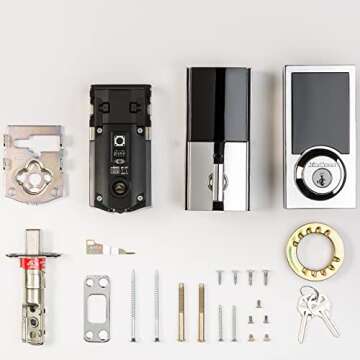 Kwikset SmartCode 916 Z-Wave Smart Lock, Keyless Entry Ring Compatible Door Lock, Touchscreen Electronic Deadbolt, SmartKey Re-Key Security, Smart Hub Required, Contemporary Matte Black