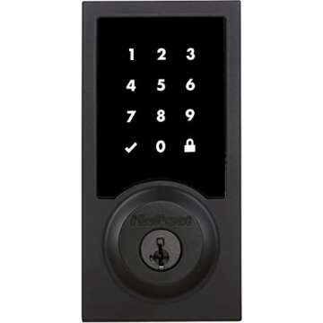 Kwikset SmartCode 916 Z-Wave Smart Lock, Keyless Entry Ring Compatible Door Lock, Touchscreen Electronic Deadbolt, SmartKey Re-Key Security, Smart Hub Required, Contemporary Matte Black