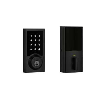 Kwikset SmartCode 916 Z-Wave Smart Lock, Keyless Entry Ring Compatible Door Lock, Touchscreen Electronic Deadbolt, SmartKey Re-Key Security, Smart Hub Required, Contemporary Matte Black