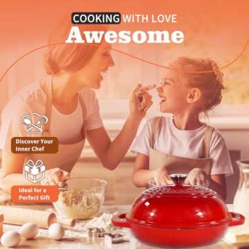 Enameled Cast Iron Dutch Oven with Lid,11”Dutch Oven for Homemade Bread,6 Quart Bread Pans,Bread O...