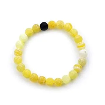 Couples OUGWA Black Matte Agate & Yellow Bracelets Set