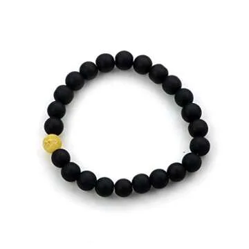Couples OUGWA Black Matte Agate & Yellow Bracelets Set