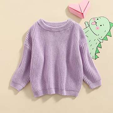 Karwuiio Toddler Baby Girl Boy Knit Sweater Round Neck Long Sleeve Pullover Sweatshirt Fall Winter C...