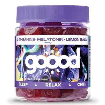 Goood Sugar Free Melatonin Gummies - Sugar-Free Sleep Supplement with L-Theanine - Vegan & Non-GMO -...