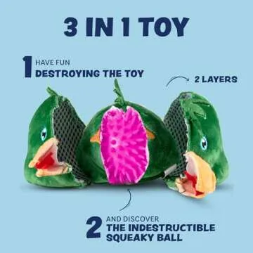 ZENAPOKI 3-in-1 Interactive Dog Chew Toy for Aggressive Chewers
