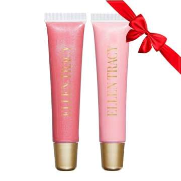ELLEN TRACY Lip Gloss Duo for Ultra Long-Lasting Wear | Light Rose and Raspberry, 10 ML / 0.34 FL OZ